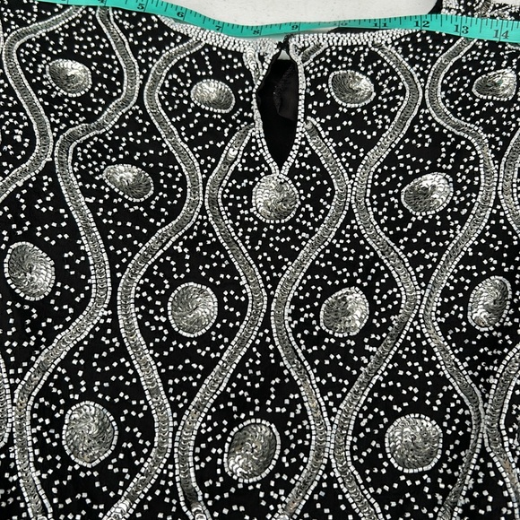 Large Vintage Royal Feelings Silk Beaded Formal Blouse - Picture 4 of 4